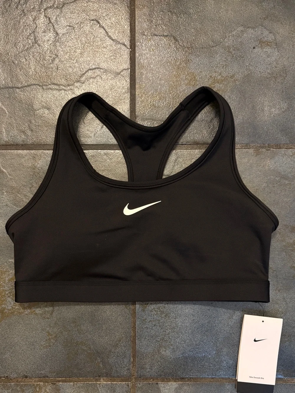 NWT Nike Black Racerback Nike Swoosh Dri Fit Sports Bra